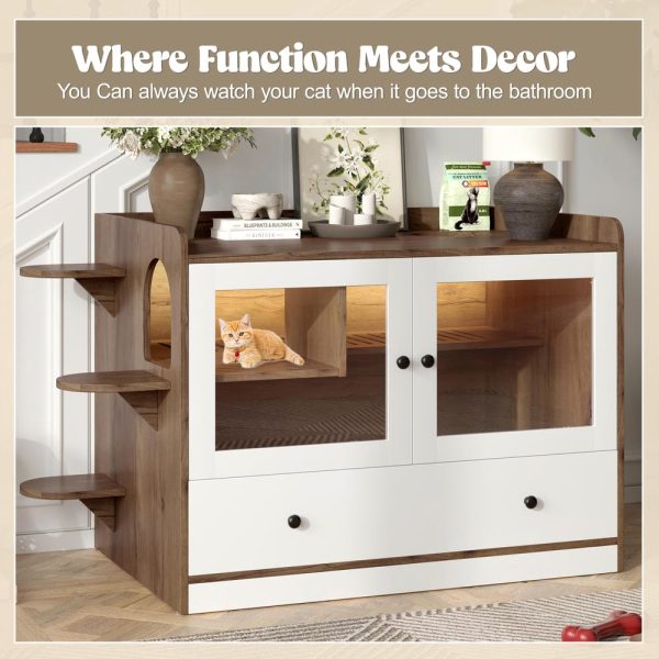 omnihaven 3 in 1 luxury hidden cat litter box enclosure with storage drawer