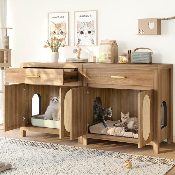 omnihaven 3 in 1 luxury hidden cat litter box enclosure with sisal scratching doors omnihaven 3 in 1 luxury hidden cat litter box enclosure with sisal scratching doors