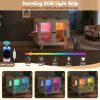 omnihaven mid century modern cat litter box enclosure, smart rgb tv style cat cabinet side table with litter leak walkway, glass doors & interactive toys