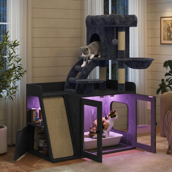 omnihaven all in one smart rgb cat tree & hidden litter box enclosure omnihaven all in one smart rgb cat tree & hidden litter box enclosure