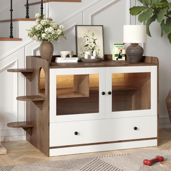 omnihaven 3 in 1 luxury hidden cat litter box enclosure with storage drawer