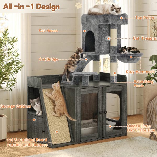 omnihaven all in one smart rgb cat tree & hidden litter box enclosure omnihaven all in one smart rgb cat tree & hidden litter box enclosure