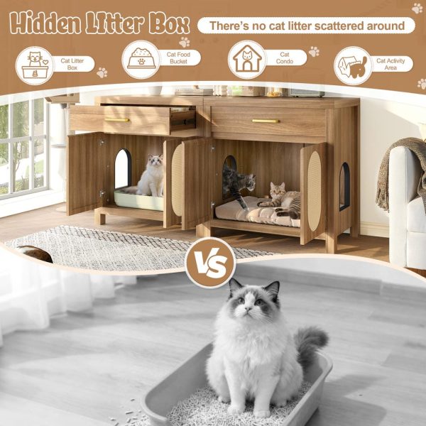 omnihaven 3 in 1 luxury hidden cat litter box enclosure with sisal scratching doors omnihaven 3 in 1 luxury hidden cat litter box enclosure with sisal scratching doors