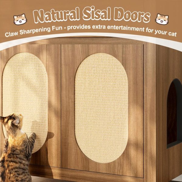 omnihaven 3 in 1 luxury hidden cat litter box enclosure with sisal scratching doors omnihaven 3 in 1 luxury hidden cat litter box enclosure with sisal scratching doors