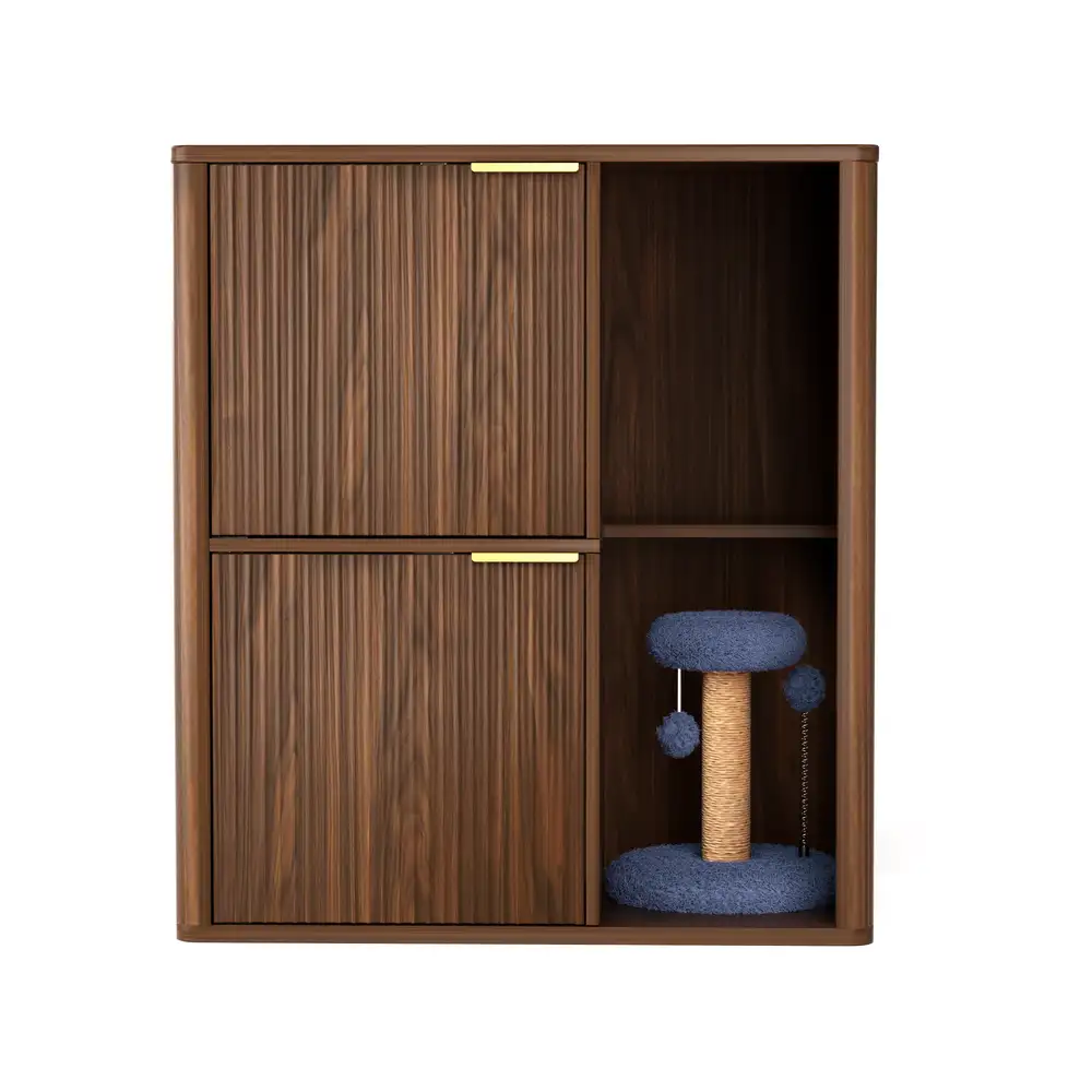 Storage shelf inside modern cat furniture cabinet