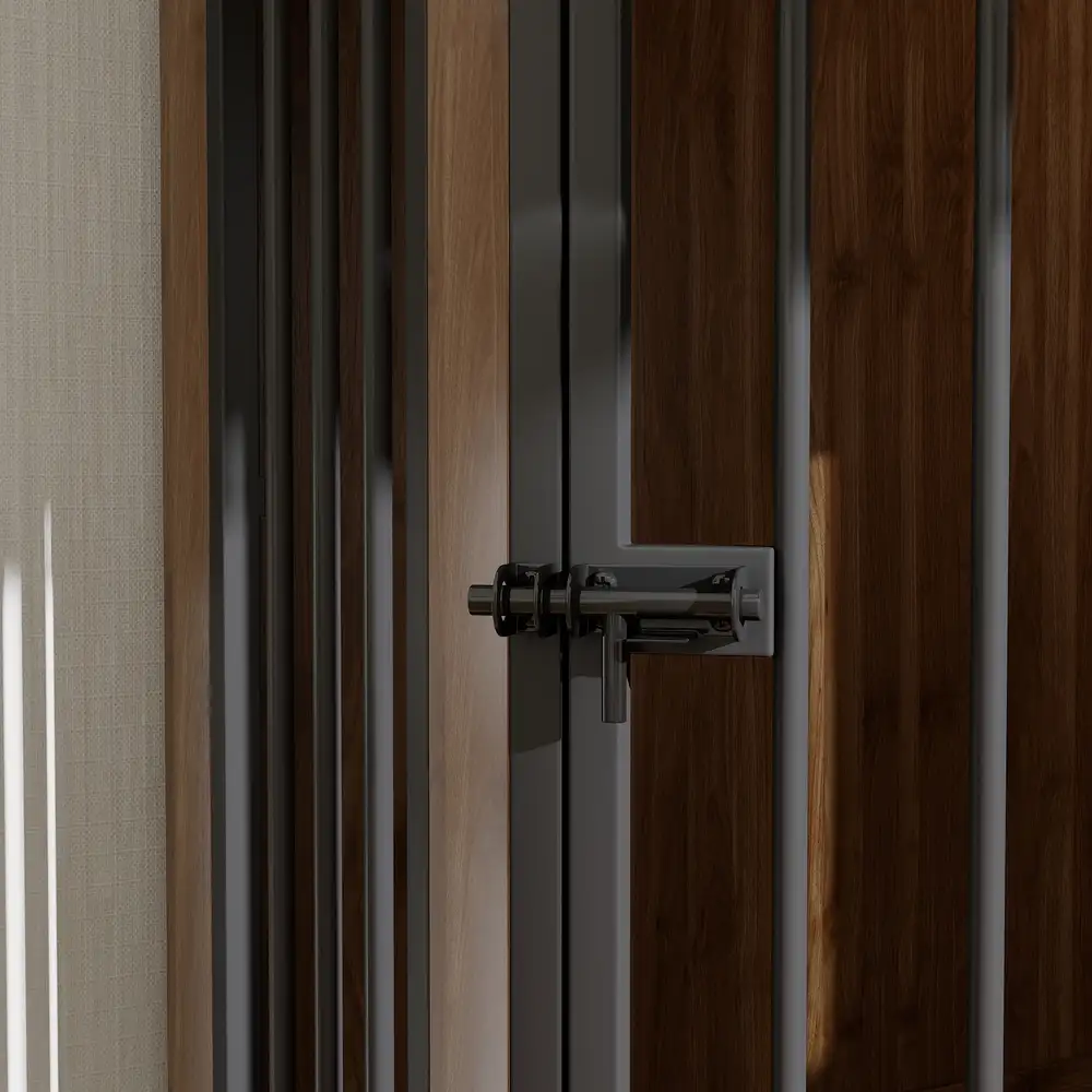 secure metal latch on indoor dog crate