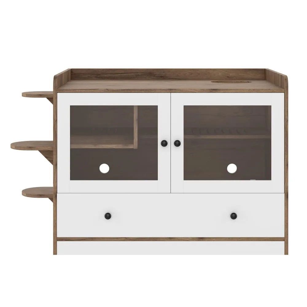 Modern cat litter box furniture hiding the pan behind a frosted glass door