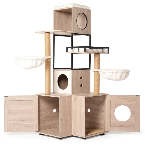 cat litter tower front view with the storage cabinet