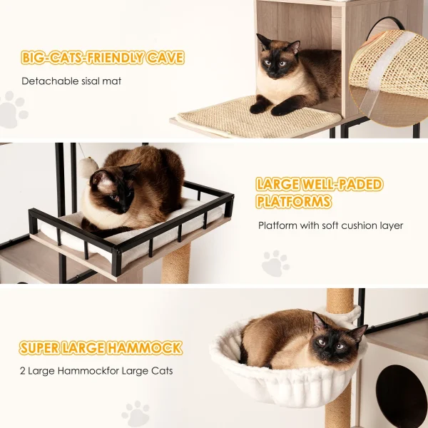 detail of the enclosed cat cave and platform beds