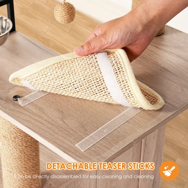 The detachable scratch pad peeling away from its hook-and-loop strips