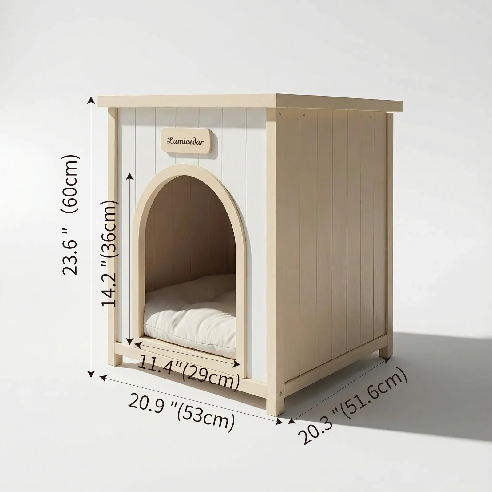 dimensions diagram of the pet house in inches