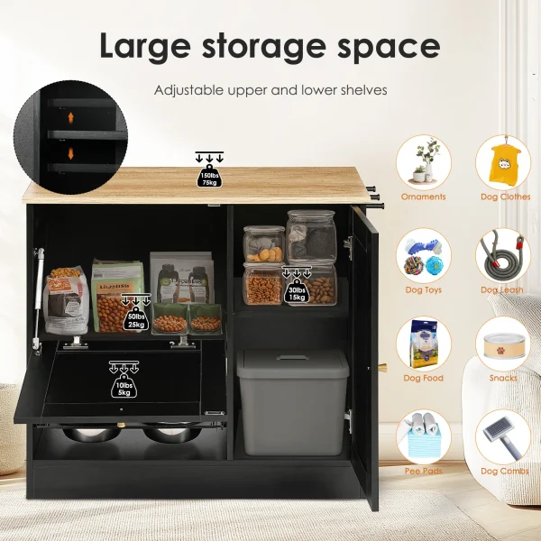open storage shelf on top of the cabinet