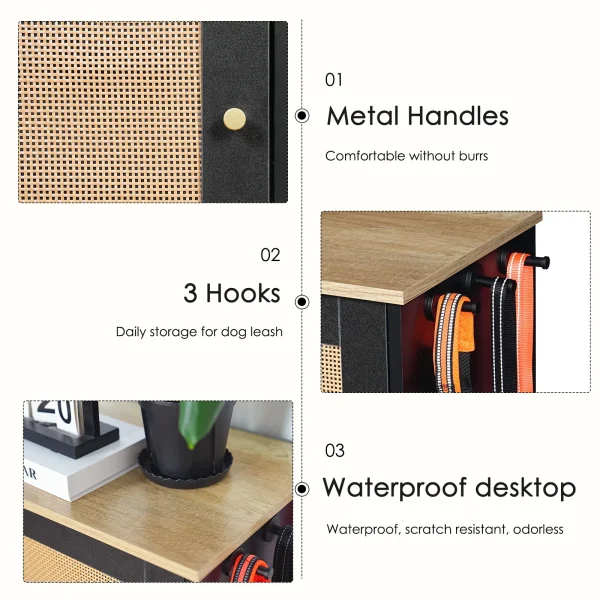 metal handles, side hooks, and wipe-clean top surface details
