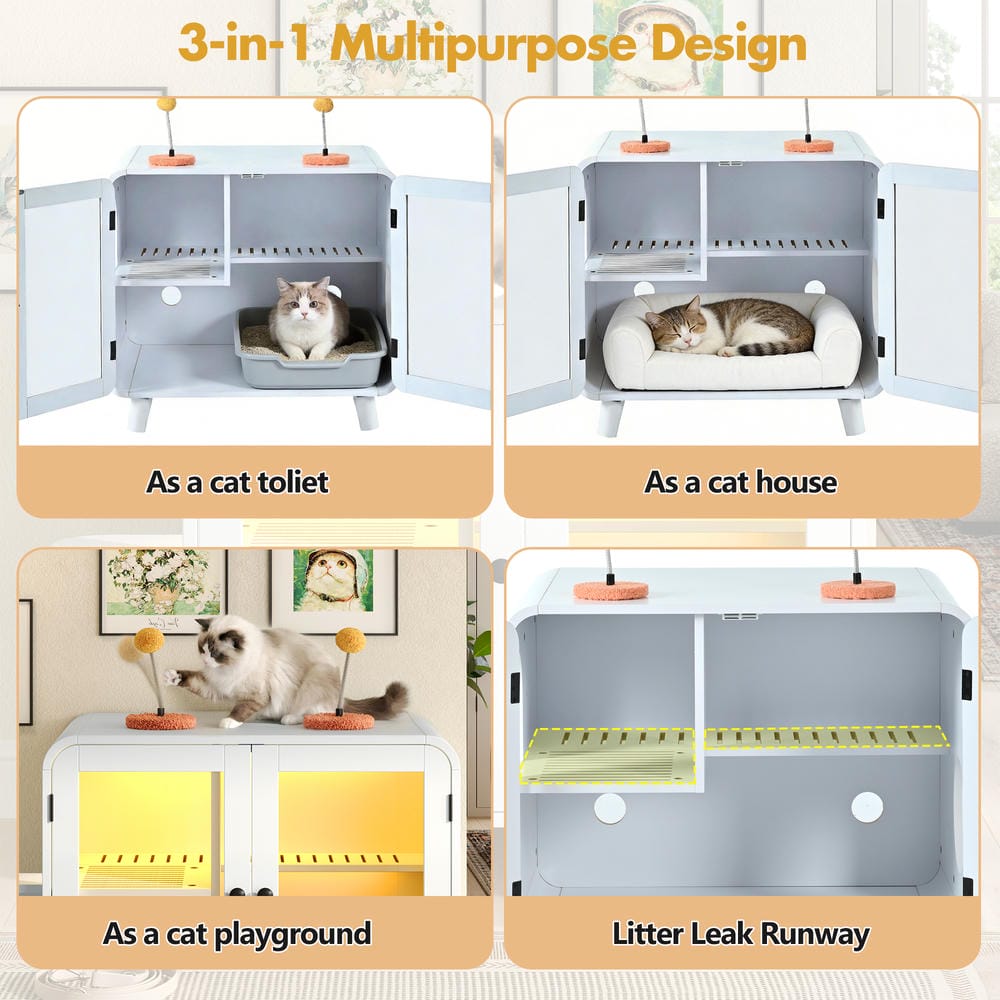 Small apartment with multifunctional cat furniture that saves space.